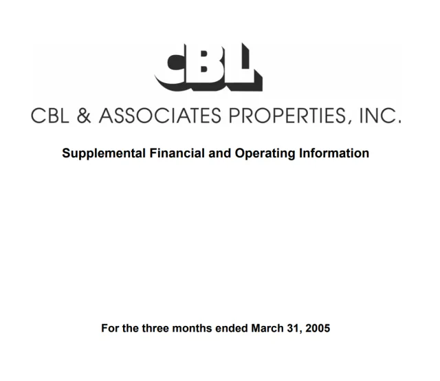 CBL & Associates 2005 Supplemental Financial and Operating Information