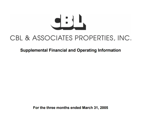 CBL & Associates 2005 Supplemental Financial and Operating Information